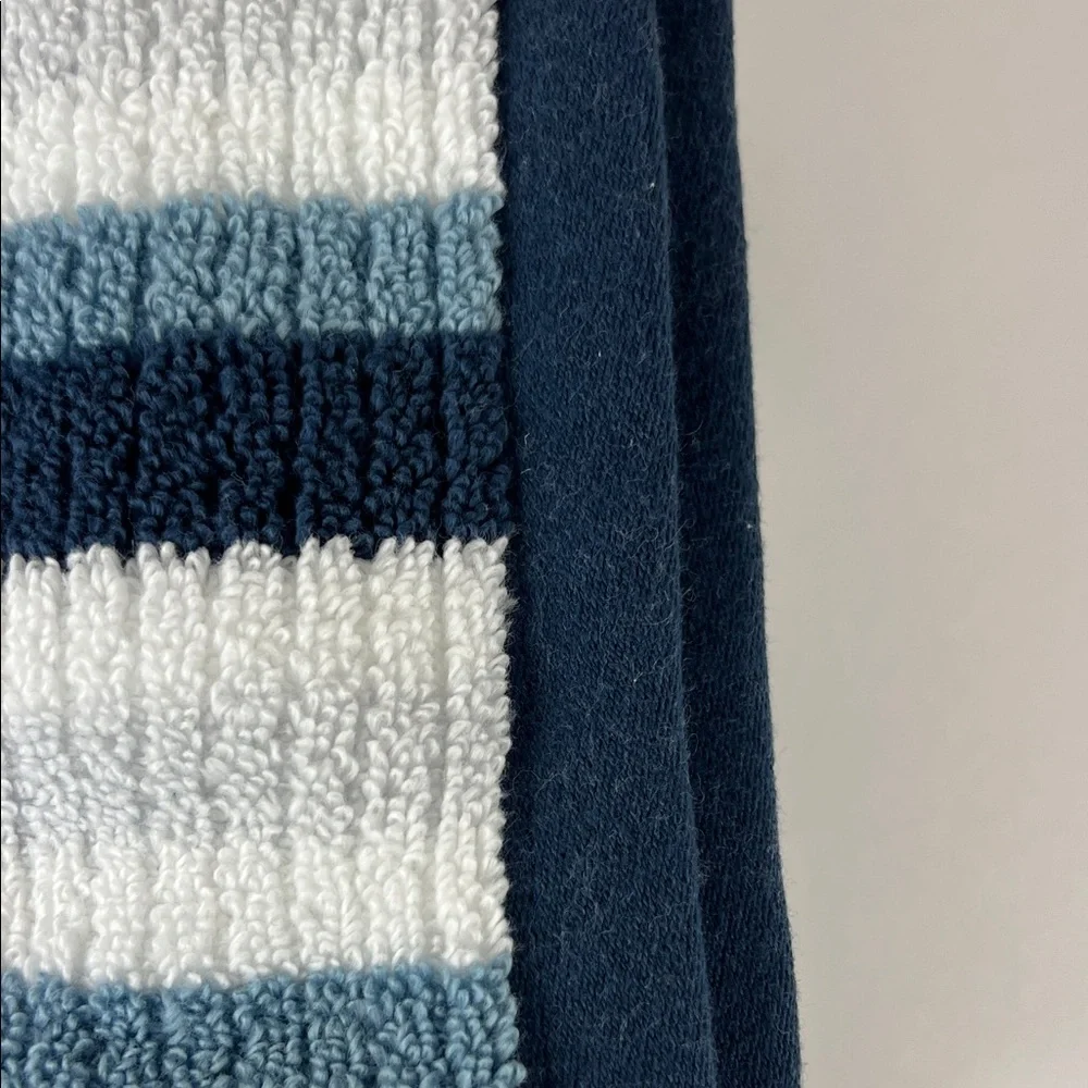 SPA Luxury Bath Towels Blue Gray White Striped Quick Dry Cotton Set of 2 NEW